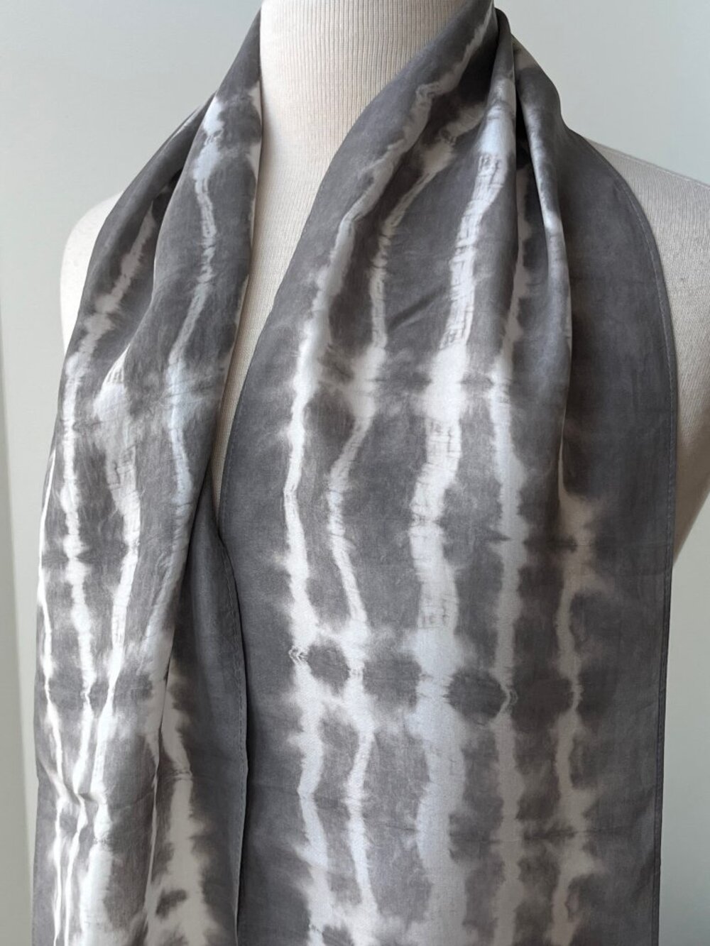 100% Silk Hand Dyed Unique Scarf, Shibori Inspired, Hand Dyed, Natural Dyes